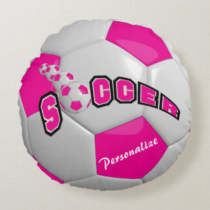 Coussins Ronds Balle de football rose  Personnaliser