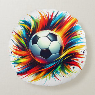 Coussins Ronds Balle de football Splash Futuriste Football Abstra