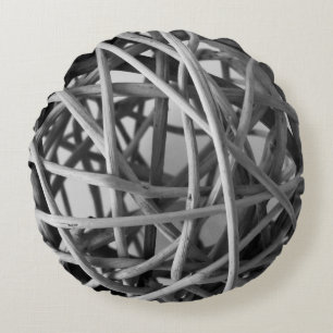 Coussins Ronds Balle en osier gris rustique