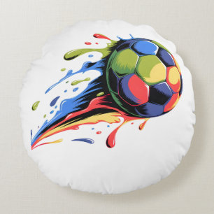 Coussins Ronds Ballon de football dynamique éclaboussure de peint