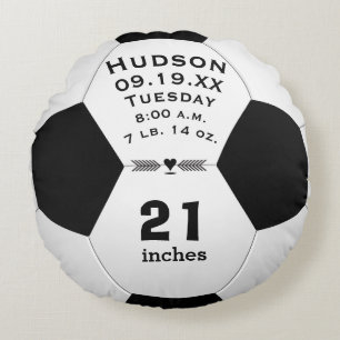 Coussins Ronds Ballon de Football Personnalisé Nom et Statistique