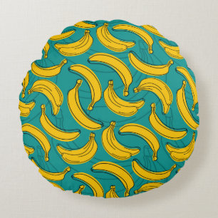 Coussins Ronds banane jaune avec contour noir sans couture motif