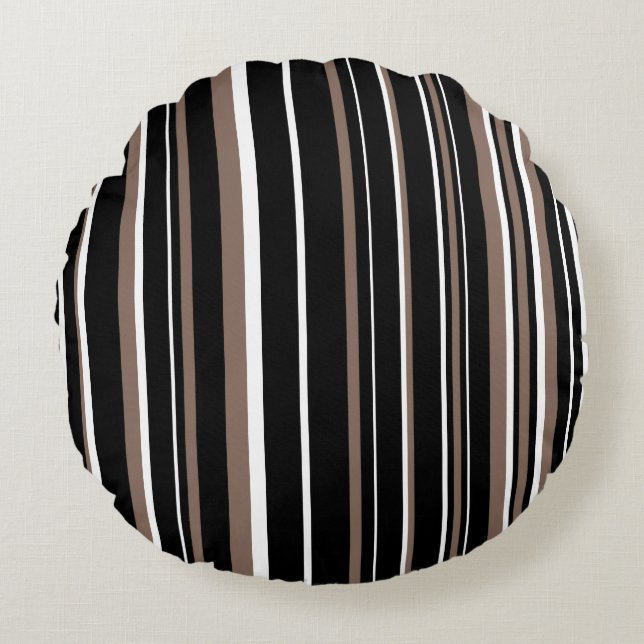 Coussins Ronds Bande de code-barres noire, Brown et blanche (Devant)