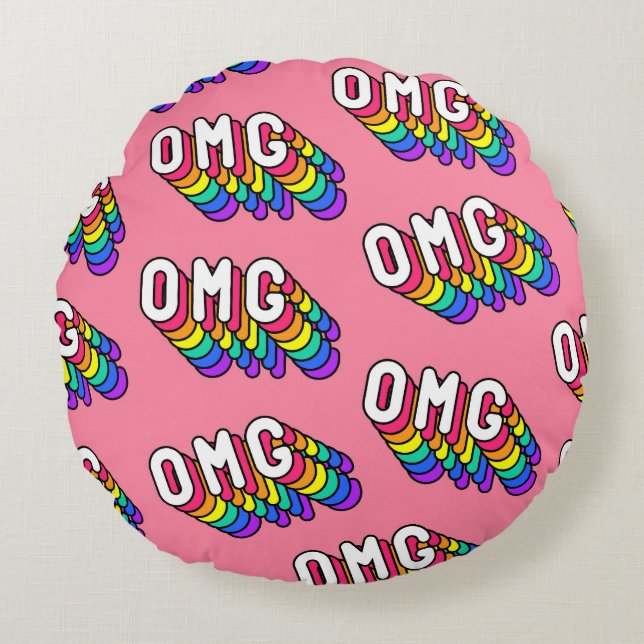 Coussins Ronds Bande dessinée rose d'OMG (Devant)