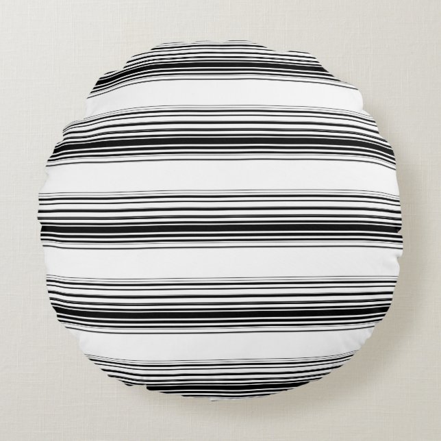 Coussins Ronds Bandes blanches noires modernes (Devant)