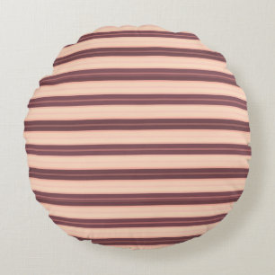 Coussins Ronds Bandes brunes rose mignonnes