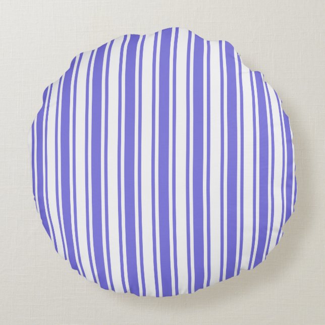 Coussins Ronds Bandes de bonbons bleu et blanc (Dos)
