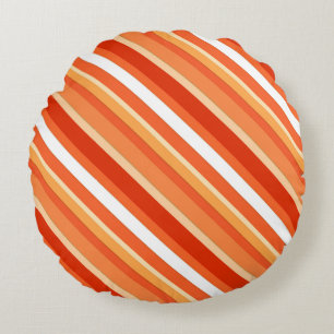 Coussins Ronds Bandes de bonbons en couches - orange et blanc