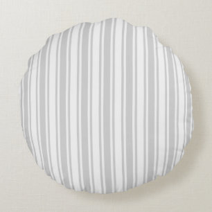 Coussins Ronds Bandes de bonbons gris clair et blanc