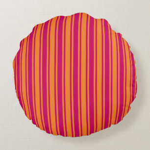 Coussins Ronds Bandes de bonbons rose et orange