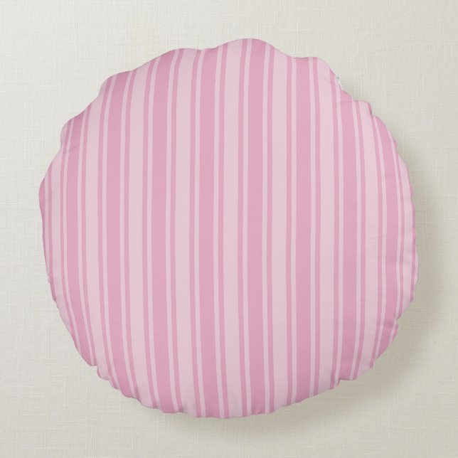 Coussins Ronds Bandes de bonbons rose pâle (Dos)