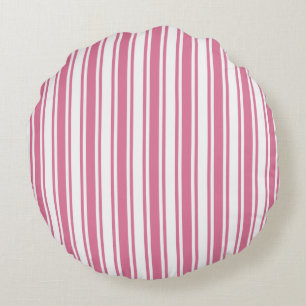 Coussins Ronds Bandes de bonbons roses et blanches