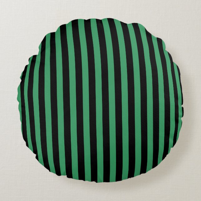 Coussins Ronds Bandes de bonbons vert et noir (Devant)