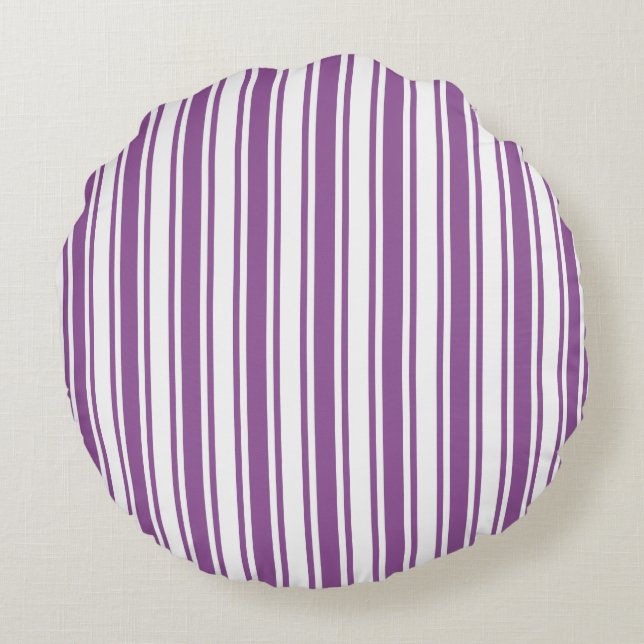 Coussins Ronds Bandes de bonbons violettes et blanches (Dos)