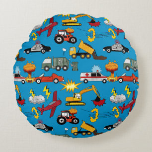 Coussins Ronds Bandes dessinées Camions Rétro Voitures Véhicules