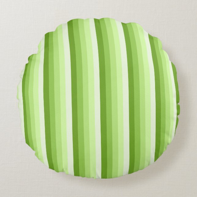 Coussins Ronds Bandes d'ombre vert citron (Devant)