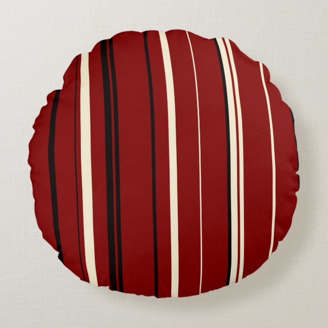 Coussins Ronds Bandes noires rouges et blanches (Devant)