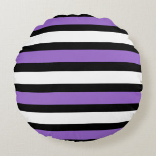 Coussins Ronds Bandes noires, violettes et blanches
