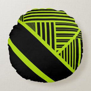 Coussins Ronds Bandes triangulaires - Vert citron
