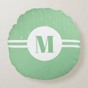 Coussins Ronds Bandes vertes à la menthe monogramme pastel minima