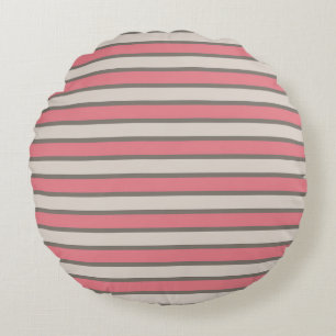 Coussins Ronds Bandes verticales rose et gris