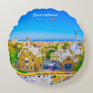 Coussins Ronds Barcelone, Espagne - Parc Guell Mosaïque Gaudi