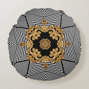 Coussins Ronds Baroque d'or : Ornement de chaînes élégantes
