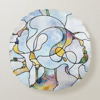 Coussins Ronds Barres arc-en-ciel, unité en vitrail