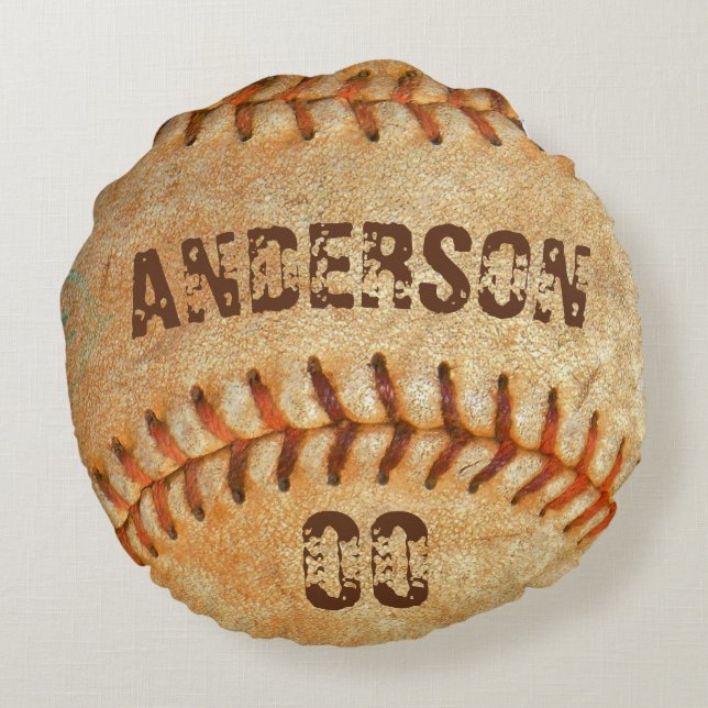 Coussins Ronds Baseball blanc nom & numéro personnalisés (Dos)