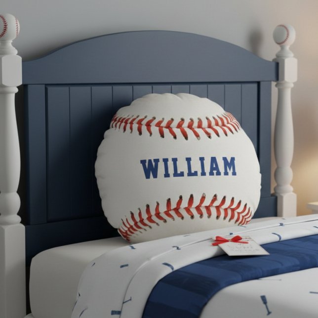 Coussins Ronds Baseball Softball Sport Name (Baseball Softball Sport Name Round Pillow
)
