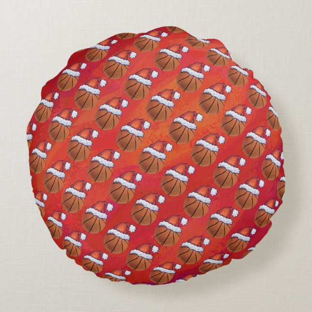 Coussins Ronds Basket-ball en Motif de Santa Hat (Dos)