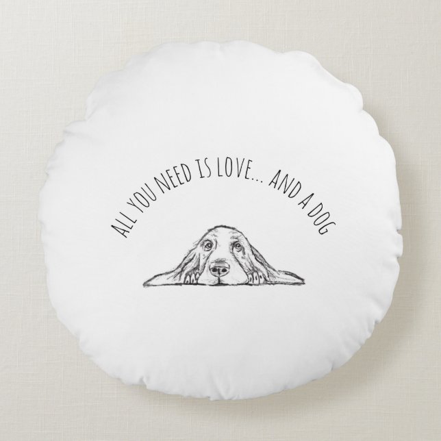 Coussins Ronds basset blanc (Devant)