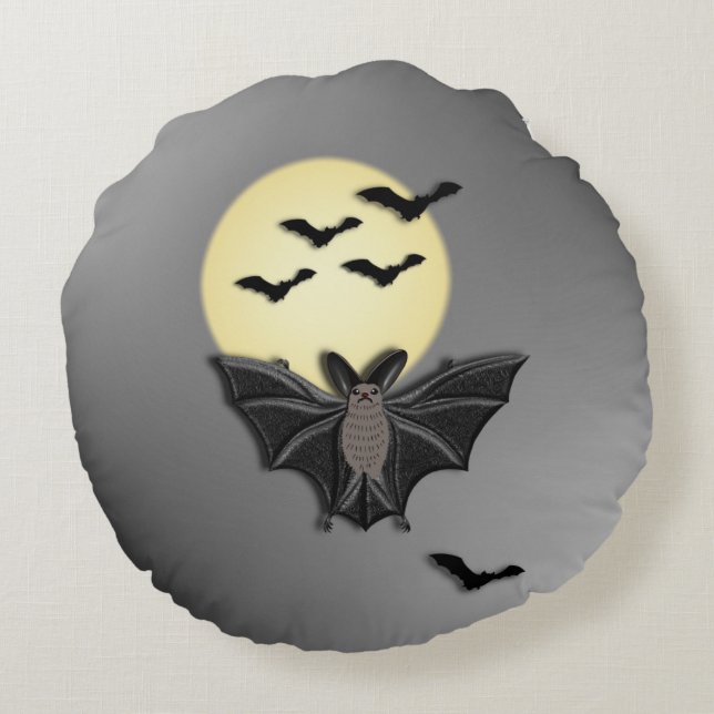 Coussins Ronds Bat d'Halloween (Dos)