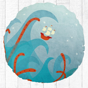 Coussins Ronds Bateau à voile Monster de mer Amusement