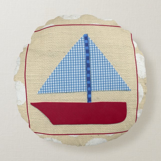 Coussins Ronds Bateau à voile pour enfants par Chariklia Zarris (Devant)