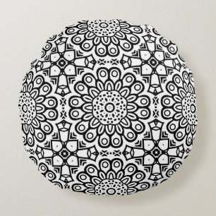 Coussins Ronds Batik de tournesol traditionnel motif ornamentscro
