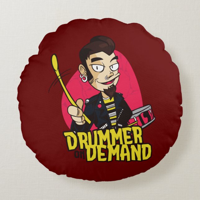 Coussins Ronds Batteur avec baguettes (Devant)