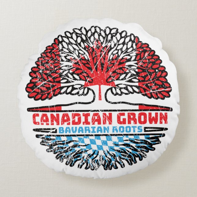 Coussins Ronds Bavière Bavière Canadian Canada Arbre Drapeau (Devant)