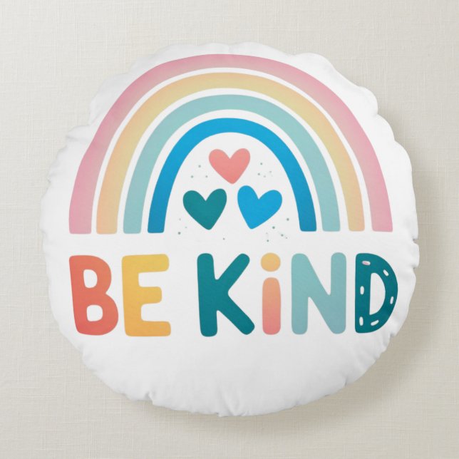 Coussins Ronds Be Kind Rainbow pouf ( (Devant)