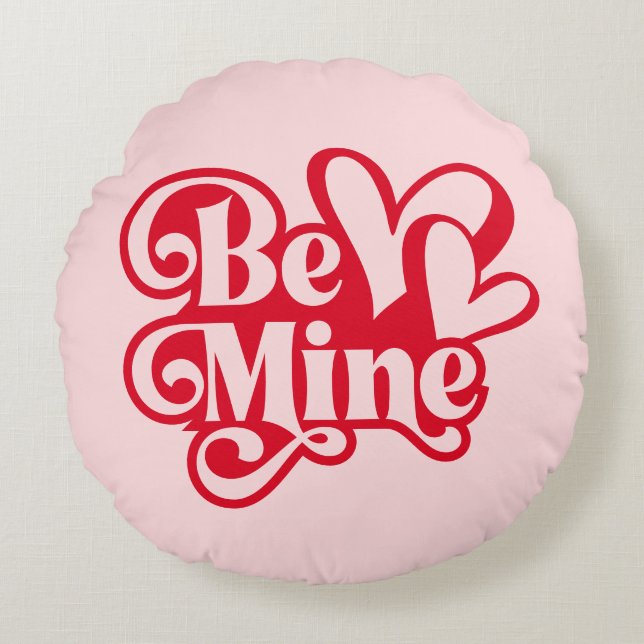 Coussins Ronds Be Mine Personalized Retro Pink Valentine (Devant)