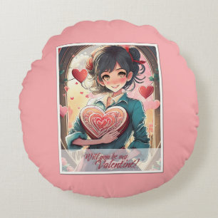 Coussins Ronds Be My Valentine in Manga Style 31470