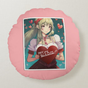 Coussins Ronds Be My Valentine in Manga Style 33893