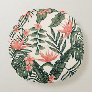 Coussins Ronds Beach cheerful seamless pattern wallpaper of tropi