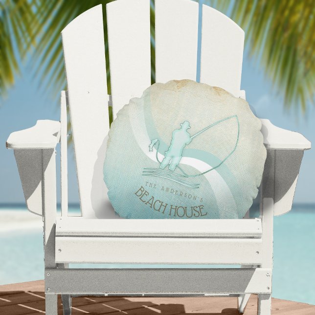 Coussins Ronds Beach House Pêcheur nautique Aqua Blue ID623 (Créateur téléchargé)