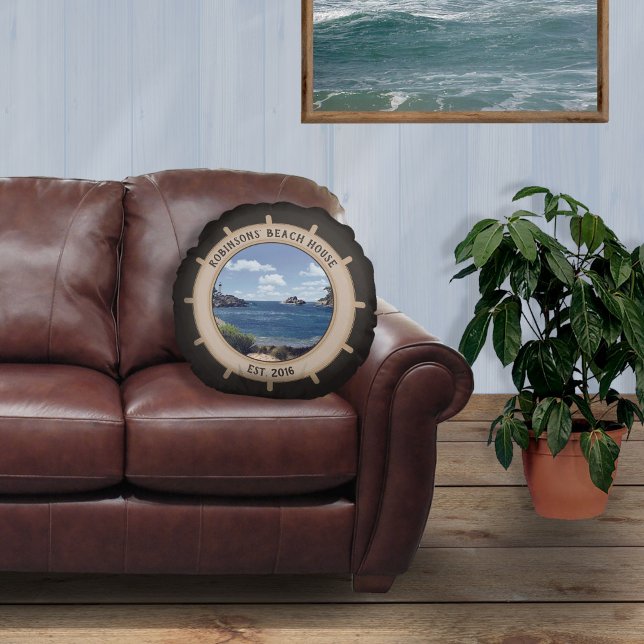 Coussins Ronds Beach House (personnalisable) (Créateur téléchargé)