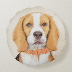 Coussins Ronds Beagle Hound Dog Peinture Animal Art original