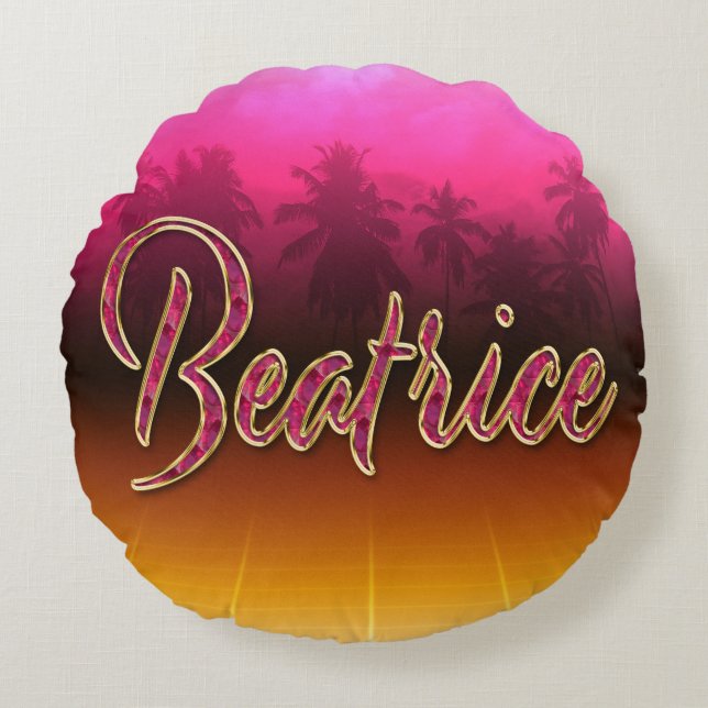 Coussins Ronds Béatrice prénom Golden pink Oreillers (Devant)