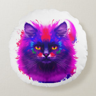 Coussins Ronds Beau Art de Chat Peint Coloré