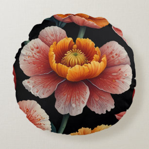 Coussins Ronds Beau Art Floral Vibrant Blossom audacieux décor