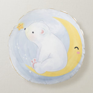 COUSSINS RONDS BEAU BÉBÉ BLANC OURS POLAIRE SUR LA MOITIÉ DE LA L